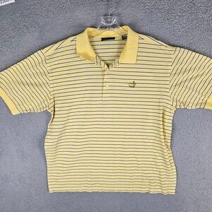 Masters Collection Golf Polo Shirt Mens Large Yellow Striped Performance Popover